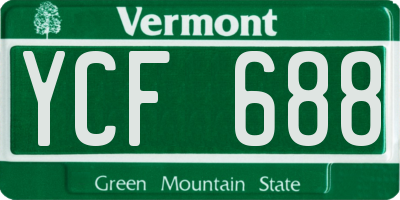 VT license plate YCF688