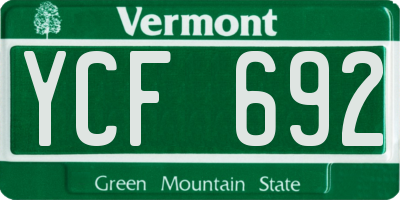VT license plate YCF692