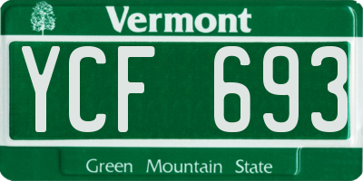 VT license plate YCF693