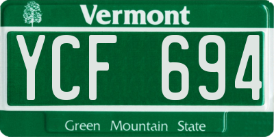 VT license plate YCF694