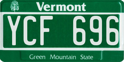 VT license plate YCF696