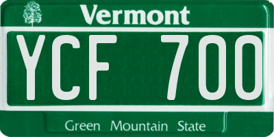 VT license plate YCF700