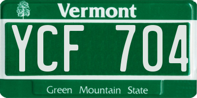 VT license plate YCF704