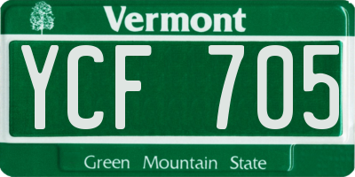 VT license plate YCF705