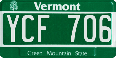 VT license plate YCF706