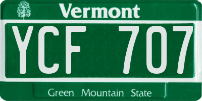 VT license plate YCF707