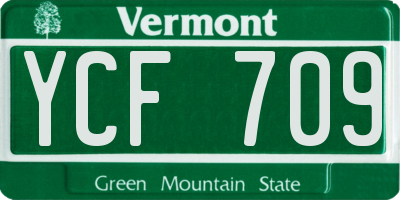 VT license plate YCF709