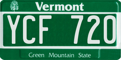 VT license plate YCF720
