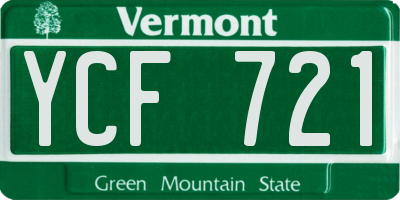 VT license plate YCF721