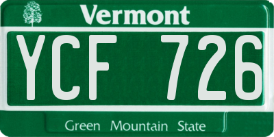 VT license plate YCF726
