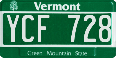 VT license plate YCF728