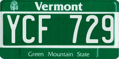 VT license plate YCF729