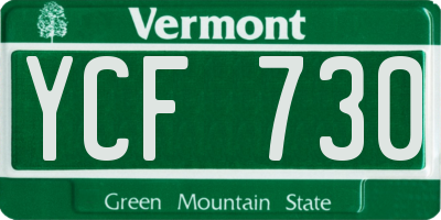 VT license plate YCF730