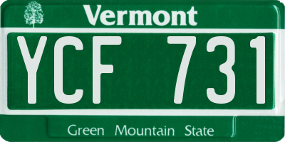 VT license plate YCF731