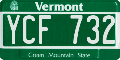 VT license plate YCF732