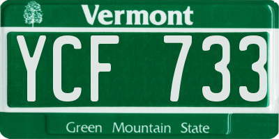 VT license plate YCF733