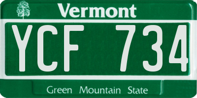 VT license plate YCF734