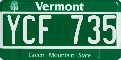 VT license plate YCF735