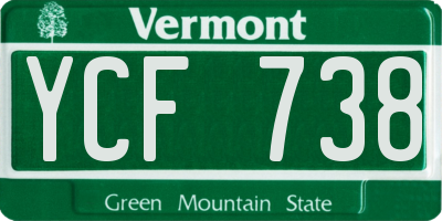 VT license plate YCF738