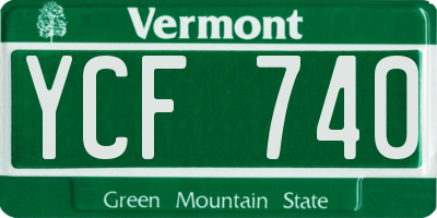 VT license plate YCF740