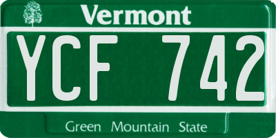 VT license plate YCF742