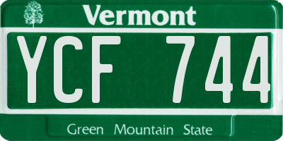 VT license plate YCF744