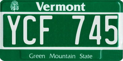 VT license plate YCF745