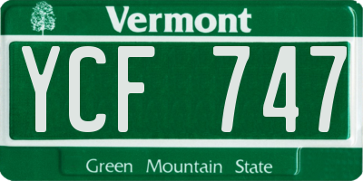 VT license plate YCF747
