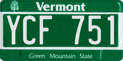 VT license plate YCF751