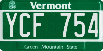 VT license plate YCF754