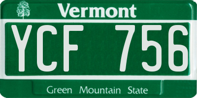 VT license plate YCF756
