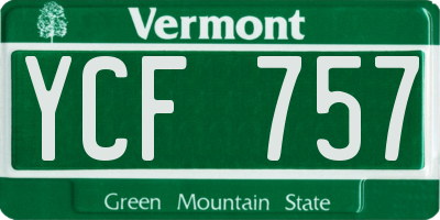 VT license plate YCF757