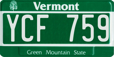 VT license plate YCF759