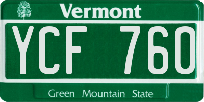 VT license plate YCF760