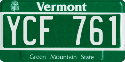 VT license plate YCF761