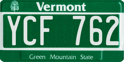 VT license plate YCF762