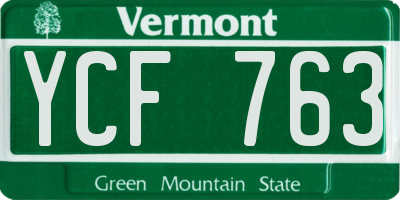 VT license plate YCF763