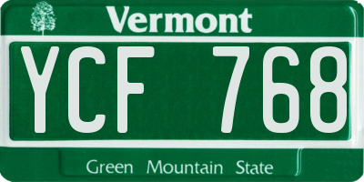 VT license plate YCF768