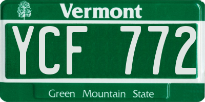 VT license plate YCF772