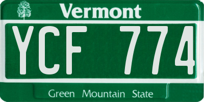 VT license plate YCF774
