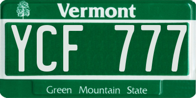 VT license plate YCF777