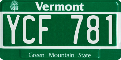 VT license plate YCF781