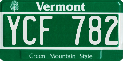 VT license plate YCF782