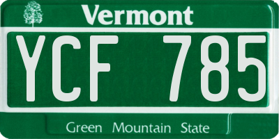 VT license plate YCF785