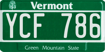 VT license plate YCF786
