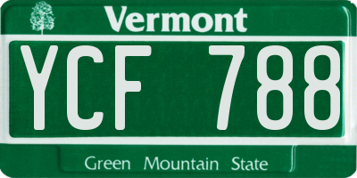 VT license plate YCF788