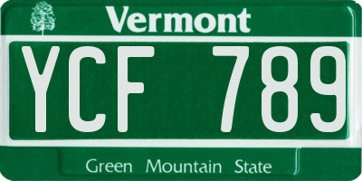 VT license plate YCF789