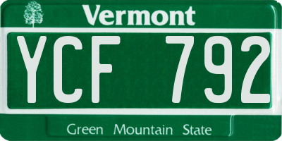VT license plate YCF792
