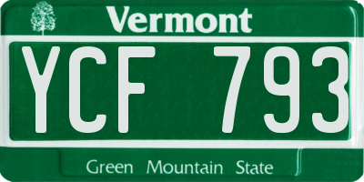 VT license plate YCF793