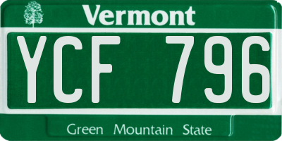 VT license plate YCF796